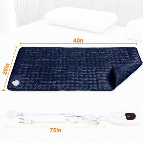 Deepsoon Heating Pad,Electric Heating Pads for Back,Neck,Moist Heating Pad for Abdomen Shoulder Knee Legs,Dry/Moist Heat&Auto Shut Off,Mother's Day Birthday for Men and Women,Navy Blue,40x20 Inch