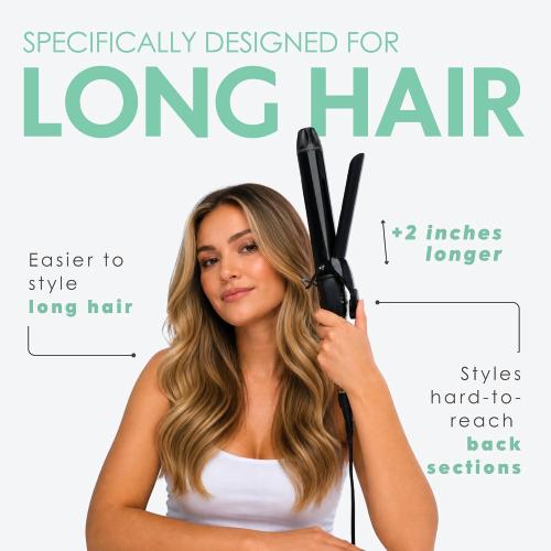 MINT REVAMP X-Long Barrel 1.5 Inch Curling Iron — Easier & Faster Styling for Long Hair | Truly Ionic & Even Heat Ceramic Curling Iron 1 1/2 Inch | Professional Optimized Clamp for Smooth Salon Curls