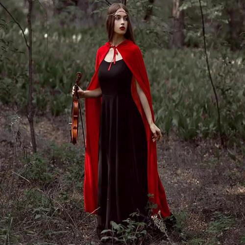 XL Halloween Hooded Cloak Full Length Velvet Cape with Hood for Halloween Cosplay Costume,59 inch