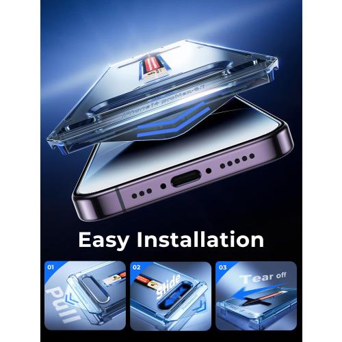 MAGIC JOHN 2 Pack for iPhone 14 Pro Max 6.7 inch Tempered Glass Screen Protector, Auto Dust-Elimination Installation, Bubble Free, Dynamic Island Compatible, HD Clear, Easy Installation
