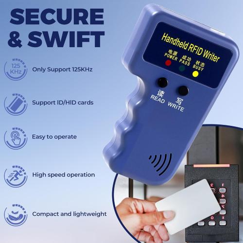 125KHz RFID Copier – Handheld ID Card Writer with 6 Key Fobs & 6 Blank Cards,Compatible with T5577 & More