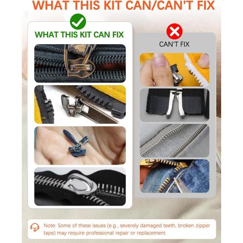 Zipper Repair Kit for YKK Metal, Molded Plastic & Coil Zippers, Compatible with YKK #3#5 Sizes,Replacement Sliders & Pulls for Clothing, Bags & Outdoor Gear