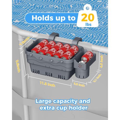 Poolside Storage Basket for Above Ground Pools, Above Ground Pool Accessories, Swimming Pool Storage Basket with Pool Cup Holder, Versatile Organization for Pool Accessories(1Pack)