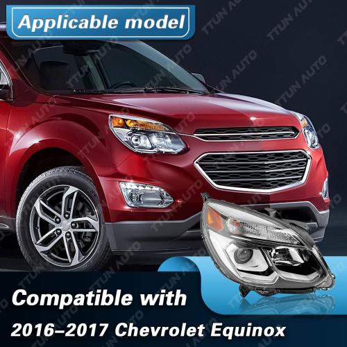 Compatible with 2016 2017 Chevy Equinox L/LS/LT/LTZ Headlight with Bulbs Projector & Halogen Type 84009752 84009751 (Passenger Side