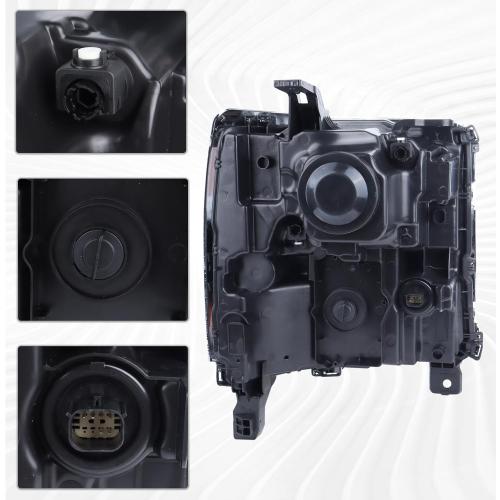 Chrome HID/Xenon LED DRL Projector Headlight Assembly Compatible with 2016-2018 Chevy Silverado 1500/2019 Silverado 1500 LD Driver&Passenger Side 84388631 84388723