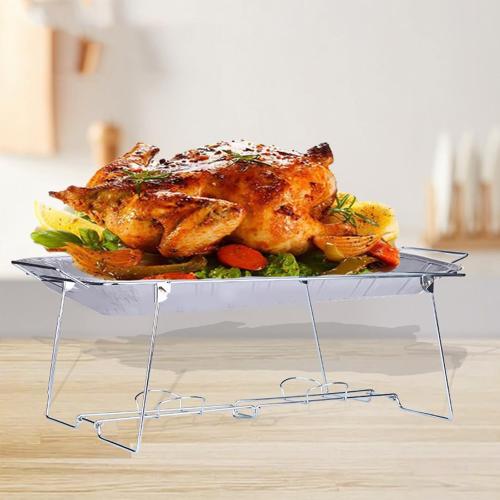 8 Pcs Buffet Wire Rack Buffet Rack, Reusable Buffet Wire Rack Chafing Stand for Catering Pan Food Dish Serving Tray Buffet Birthday Supply (Silver)