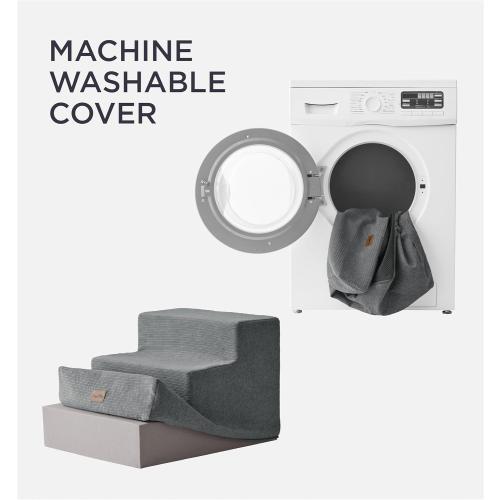 Made4Pets Dog Steps for Bed, Extra Wide Dog Stairs for High Bed Couch Sofa, 35D Foam Pet Steps for Small Dogs and Cats, Non-Slip Bottom Pet Stairs, Grey, 4 Steps