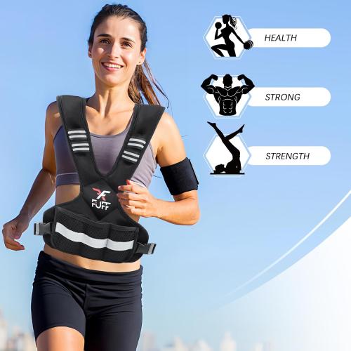 FUFF Weighted Vest Woman 4–10/11–20/20–32 Lb Unisex With 6 Weight Bags, Reflective Adjustable Weighted Vest For Walking, Exercise And Strength Training