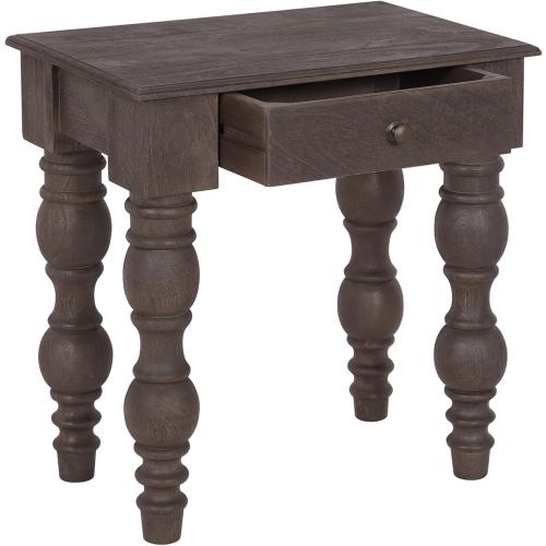 Casartis Living James French Country Side Table with Drawer (Coffee Brown)