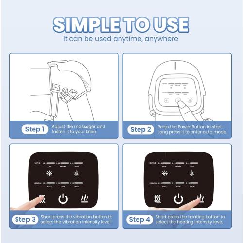 Knee Massager Smart with Heat, Red Light and Massage Therapy, 3 Vibration Modes and 3 Heating Levels, 2026 Updated Edition, LED Vitality Joints Knee Massager, Gifts for Grandma & Grandpa, White