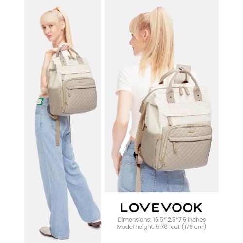 LOVEVOOK Laptop Backpack for Women, 15.6'' Waterproof Nurse Bag Teacher Work Backpack Purse for Women, Travel Computer Backpack for College Office Business Ladies