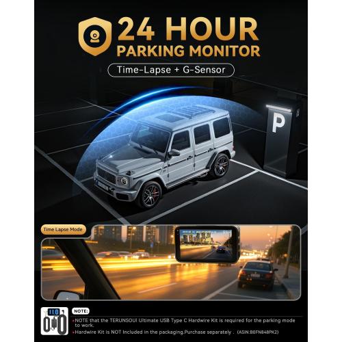 4K 4K Dash Cam Front and Rear, Free 128GB Card Included, 5.8GHz WiFi Dash Camera for Cars, Built-in GPS, G-Sensor, 170°Wide Angle, 3 IPS Screen, 24H Parking Mode, Support 512GB Max