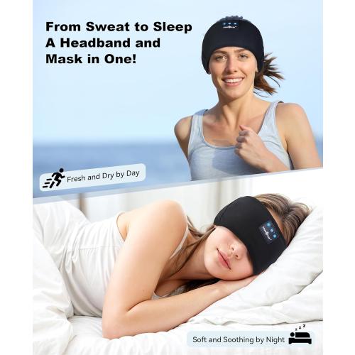 MUSICOZY Sleep Headphones Bluetooth 5.4 Headband, Sports Wireless Earphones Sweat Resistant Earbuds Sleeping Headphone with Ultra-Thin HD Stereo Speaker for Workout Running Cool Gadgets Unique Gifts