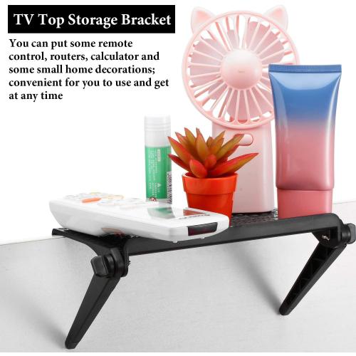 Blulu 2 Pieces TV Top Shelf Adjustable Screen Shelf TV Monitor Top Bracket for Cellphone Stand, Media Boxes, Game Console, Router and Home(8.5 x 4.5 Inch,Black)