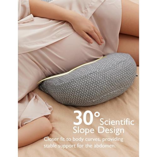 Momcozy Portable Pregnancy Pillow - Adjustable W Shaped Maternity Pillow | Wedge Pillow for Back, Belly and Hip Support for Pregnant Women, Space-saving Ideal for Traveling, Breathable Removable Cover