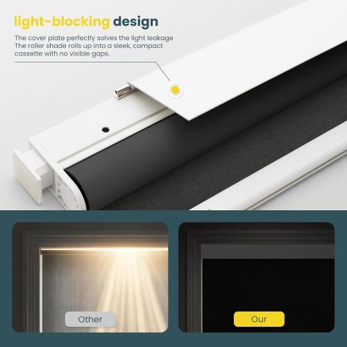 Motorized Blinds - No Drill Automatic Cordless Roller Shades Electric Smart Blinds with Remote Control (Black, 34 x 72), MH100