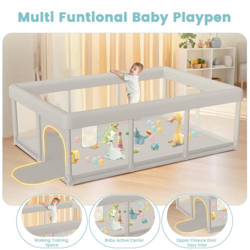 Baby Playpen Baby Playard Large playpen 74 x 50 inch, Playpen for Babies and Toddlers with Gate, Safety Activity Center for Indoor & Outdoor