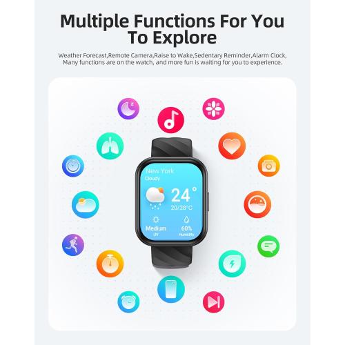 Parsonver Smart Watch, 5ATM Waterproof Watch for Swimming, Fitness Activity Tracker with 110  Sports Modes, Heart Rate/Sleep/SpO2/Calories Monitor, Pedometer, Fitness Watch for Android & iPhone, Black