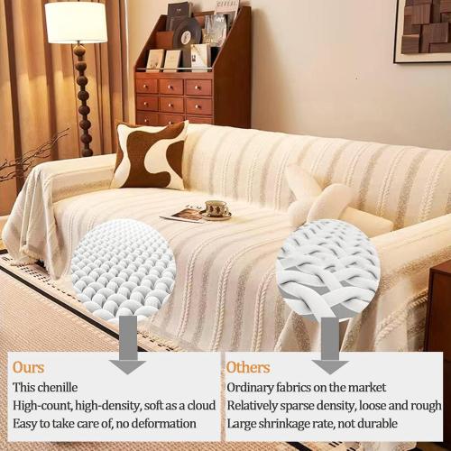 Beige,71''x102'' Couch Cover for Dogs Washable Sofa Cover, Sectional Couch Covers, Sofa Covers for 2 Cushion Couch, Non Slip Stripe Sofa Slipcovers Furniture Protector, Couch Protector from Cat Claws, Beige,71''x102'