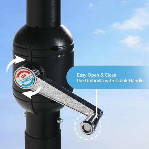 GREEN PARTY 15 ft Rectangle Patio Umbrella with Solar Lights and Base Included, Double-Sided Market Table Umbrella with Crank, Large Outdoor Umbrellas for Patio Poolside Garden Backyard, Beige