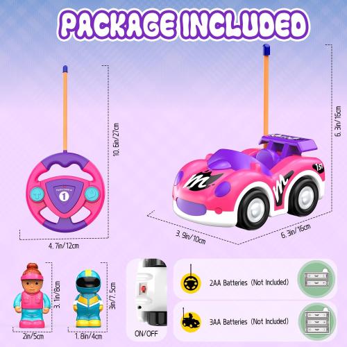 Remote Control Car for Toddlers 1-3, RC Race Toys for 3 Year Old Girl, Radio Controlled Car with Lights & Music Toys for Ages 2-4 Girls, Birthday Gift for Toddlers Baby Girls (Pink)