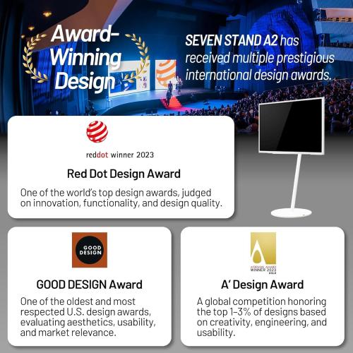 WALL Seven Stand A2 High Type | Minimalist Rolling TV Stand for 24–55 Inch | Satin Black | Portable, Space Saving, Height Adjustable | for Living Room and Bedroom | Japan-Engineered Design