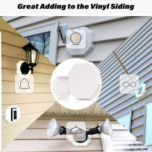 Vinyl Siding Mounting Blocks, Siding Mounting Kit, 130110006001 Octagon Mount Block, Mounting Plate for 1/2 inch Lap and 4 inch to 10 inch Height Siding, White, 2 Pack