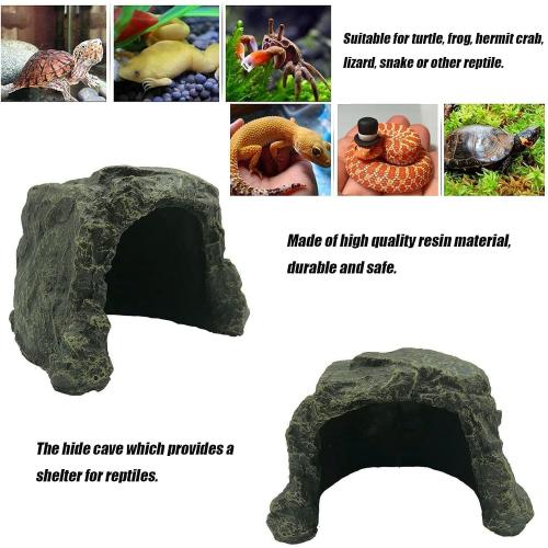 Reptile Rock Hide Cave Tortoise Hideout Turtle Basking Rock Snake Hide Habitat for Amphibian Lizard Fish Bearded Dragon Leopard Gecko