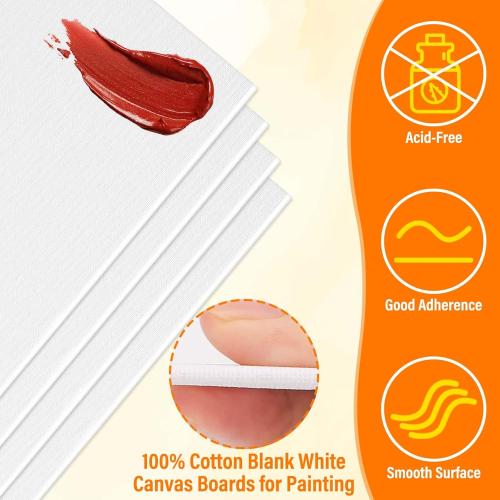 Canvas Painting Party Kit for Adults and Kids, 24Pack 8 x 10 Inch Canvas Boards and Wooden Easels Stands for Group Painting Sip and Paint Night