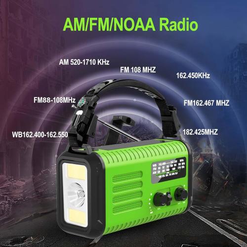 20000mAh Emergency Crank Radio, AM/FM/NOAA Weather Radio Solar Hand Crank, Battery Operated Radio with USB-C Charging, LED Flashlight, Reading Light, SOS Alarm & Compass for Camping/Emergencies