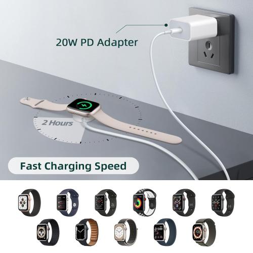 Vertebraid Fast Charging USB C Watch Charger Cord Compatible for Apple Watch, Magnetic Charging Cable Compatible for Series 11/10/9/8/7/Ultra/Ultra2/SE3/SE2/6/5/4/3/2/1/SE1, Type C Cord, 4.9ft