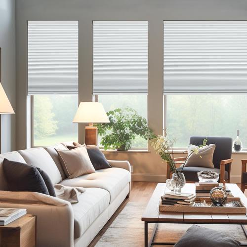 Changshade Cordless Cellular Shades, Blackout Honeycomb Shades for Windows, Pull Down Pleated Blinds, Easy to Install for Indoor Windows and French Doors,35 W x 72 H, White