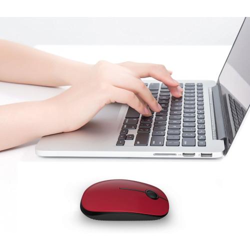 VssoPlor Wireless Mouse, 2.4G Slim Computer Laptop Mouse, Black and Red | Portable Mouse, Plug & Play USB Nano Receiver, Quiet Silent Optical Mice for Notebook, PC, Laptop, Computer, Windows, Mac