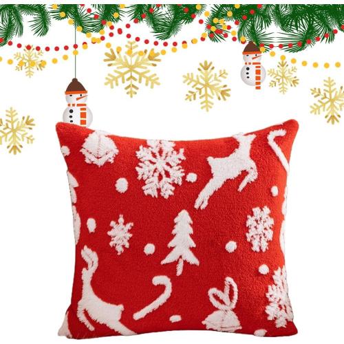 Christmas Winter Holiday Pillowcase Soft Decorative Cushion Cover Festival Pillow Case Jacquard Cushion Case for Sofa Decoration