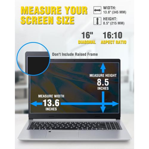 F FORITO Magnetic Laptop Privacy Screen 16 inch 16:10, 360° Anti Peeping Removable Anti Glare Blue Light Filter Compatible with All 16” 16:10 Laptops Portable Monitors