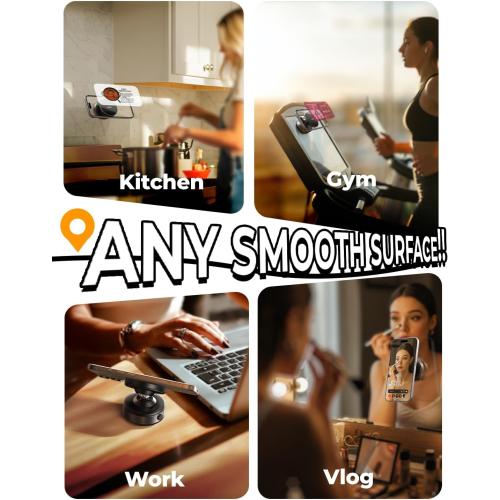 LISEN Suction Phone Mount, Content Creator Vlogging Portable Super Stable Electric Vacuum Magnetic Phone Holder, 360 Adjustable Travel Multi-Scene TikTok for iPhone 17 Pro Max Air 16e 16 15 Kits