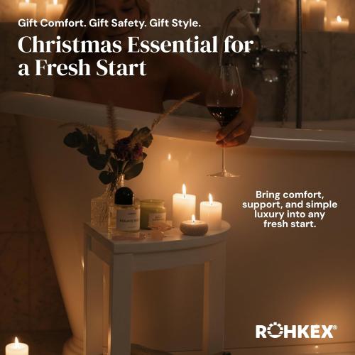 Waterproof Corner Shower Stool - White Waterproof Shower Bench for Shaving Legs & to Sit On - Easily Assembled Corner Bench & Shelf - Restroom Organizer - Restroom Home Decor