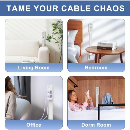 Electrical Outlet Extender Stick - Features USB-A, USB-C and 2 AC Outlets, Extends 22-34, Rotates 180° Access Hard-to-Reach Outlets, Wall Plug Power Socket Expander Nightstands, Sofa, Desks and More