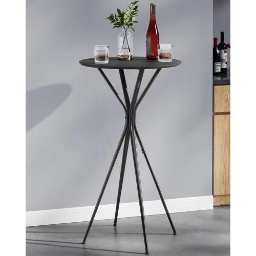 VASAGLE Bar Table, Round Cocktail High Top Pub Bistro Table for Events Party, Kitchen Dining, Home Bar, 23.6 x 23.6 x 41.3 Inches, Sturdy Metal Frame, Modern Style, Easy to Assemble, Black