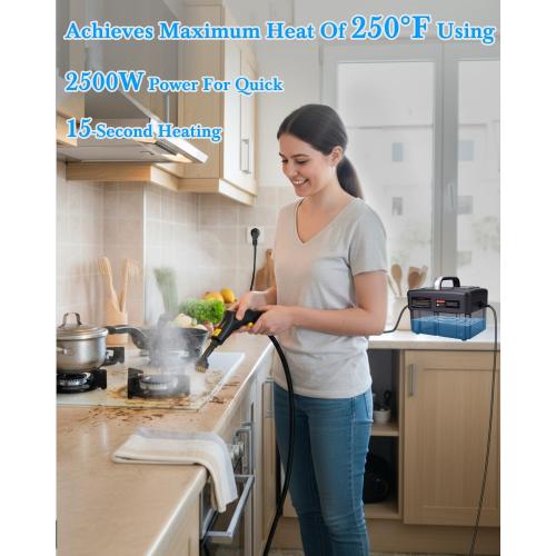 Steam Cleaner for Home - 1600ML Water Tank 15s Heat-Up Portable Steamer for Cleaning, 6 Level Adjustable, 2500W, 45PSI, 250°F Steam, Handheld Steam Cleaner for Car Detailing, Grease, Tile,Grout