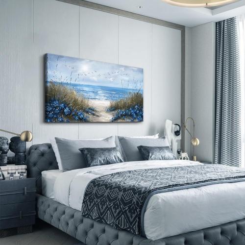 KELIYUAN Wall Art For Living Room Canvas Wall Decor For Bedroom Office Decorations Blue Ocean Wall Painting Sea Wave Pictures Artwork Modern Beach Posters Aesthetic Ready To Hang Home Decor 20x40
