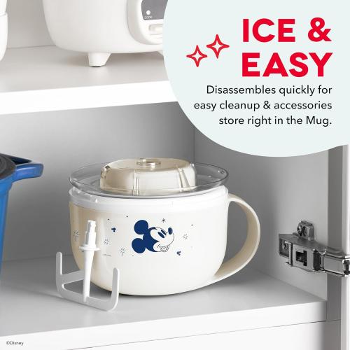 Disney Dash My Mug Ice Cream Maker Bundle - Mini Electric Ice Cream Maker - Creates Gelato, Sorbet & Frozen Yogurt - Easy to Clean & Use - 2 Mugs, Mickey & Minnie Design NEEDS CLEANING, MISSING PIECES