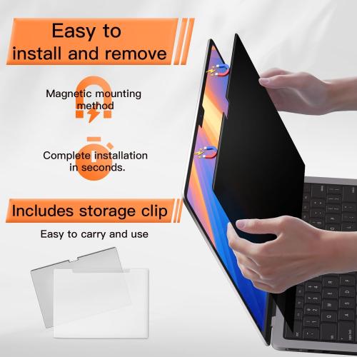 Size MacBook Pro 14 Inch  Magnetic 360° Privacy Screen for MacBook Pro 14 Inch (2021-2024, M1, M2, M3, M4, Pro, Max), Removable Anti Glare Blue Light Filter, 4 Way Anti Spy Black Protector for Mac Pro 14In Laptop Computer