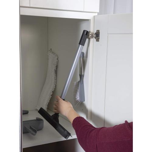 FURemover Compact Pet Hair Rubber Broom with Squeegee, with Handle That Telescopes up to 40 for Carpet, Tile and Hardwood