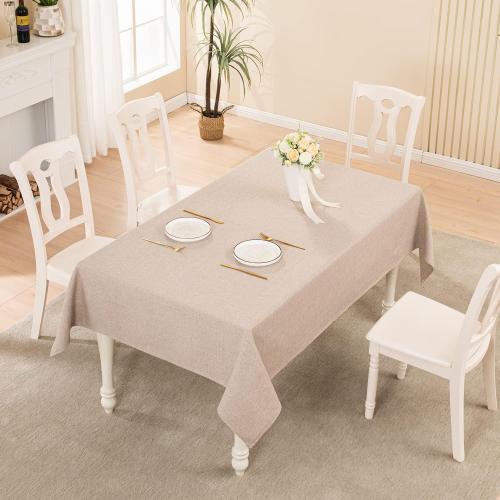 BALCONY & FALCON Rectangle Tablecloth Washable Wrinkle Resistant and Water Proof Table Cloth Decorative Linen Fabric Tablecloths for Dining Parties Kitchen Wedding and Outdoor Use (Beige)