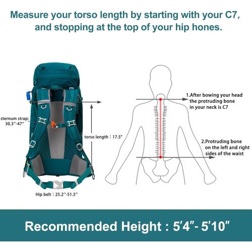 N NEVO RHINO Internal Frame Hiking Backpack 50/60/65/70/80L, Mountain Climbing Camping Backpack Daypack Waterproof Rain Cover