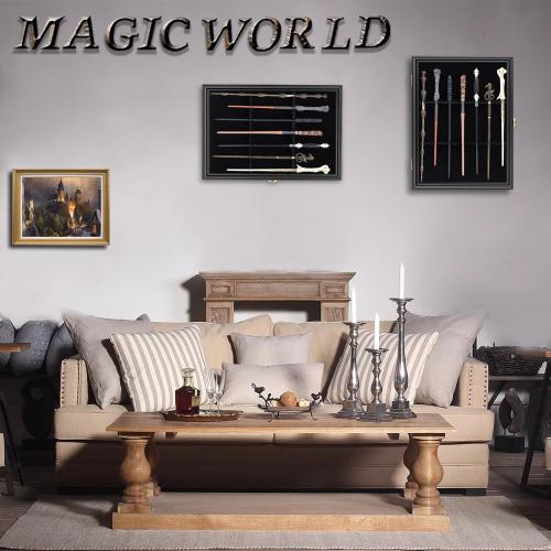 7 Wands Display case Universal Wizard Magic Wand Stand Wall Mount Lockable Wood magiquest Wand Vertical Hanging Holder Box Rack for Wand Collection