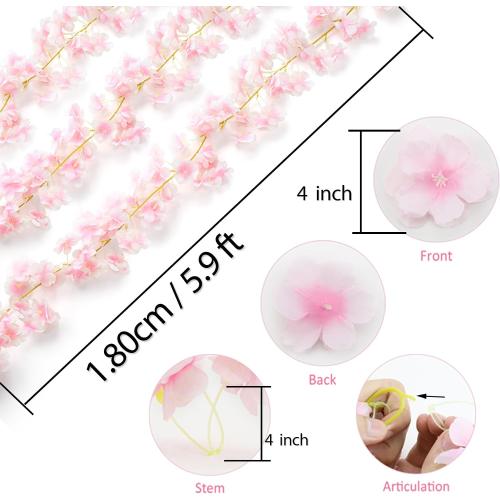 6PC 35.4FT Cherry Blossom Flowers Garland Vine for Decoration