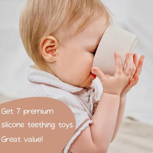 Moonkie Stacking Cups Toy, Fun Educational Baby Toys Silicone Soft Teething Toy, Age 6  Months, 7 Piece Set