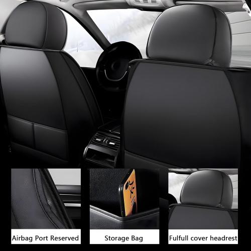 Leather Car Seat Covers Full Set 5 Seats SUV Truck Black Purple Waterproof | Fit Sedan Vans Leatherette Cushion Protector Compatible with Most Honda Chevy Ford Hyundai Nissan Jeep No Pillows
